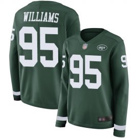 Nike New York Jets #95 Quinnen Williams Green Team Color Womens Stitched NFL Limited Therma Long Sleeve Jersey