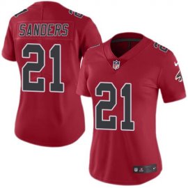 Nike Atlanta Falcons #21 Deion Sanders Red Womens Stitched NFL Limited Rush Jersey