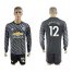 Manchester United #12 Smalling Black Long Sleeves Soccer Club Jersey