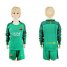 Barcelona Blank Green Goalkeeper Long Sleeves Kid Soccer Club Jersey