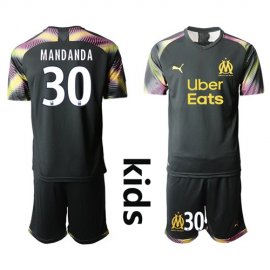 Marseille #30 Mandanda Black Goalkeeper Kid Soccer Club Jersey