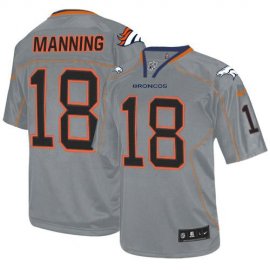 Nike Denver Broncos #18 Peyton Manning Lights Out Grey Mens Stitched NFL Elite Jersey