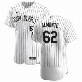 Colorado Rockies #62 Yency Almonte Mens Nike White Home 2020 Authentic Player MLB Jersey