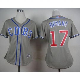 Chicago Cubs #17 Kris Bryant Grey Alternate Road Womens Stitched MLB Jersey