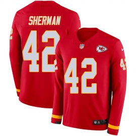 Nike Kansas City Chiefs #42 Anthony Sherman Red Team Color Mens Stitched NFL Limited Therma Long Sleeve Jersey