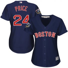 Boston Red Sox #24 David Price Navy Blue Alternate 2018 World Series Womens Stitched MLB Jersey