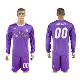 Real Madrid Personalized Away Long Sleeves Soccer Club Jersey