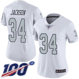 Nike Las Vegas Raiders #34 Bo Jackson White Womens Stitched NFL Limited Rush 100th Season Jersey