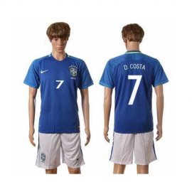 Brazil #7 D.Costa Away Soccer Country Jersey