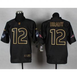 Nike New England Patriots #12 Tom Brady Black Gold No. Fashion Mens Stitched NFL Elite Jersey