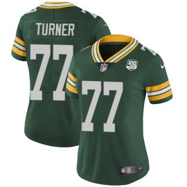 Nike Green Bay Packers #77 Billy Turner Green Team Color Womens 100th Season Stitched NFL Vapor Untouchable Limited Jersey