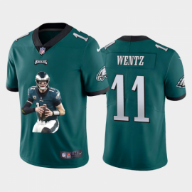 Philadelphia Eagles #11 Carson Wentz Mens Nike Player Signature Moves Vapor Limited NFL Jersey Green
