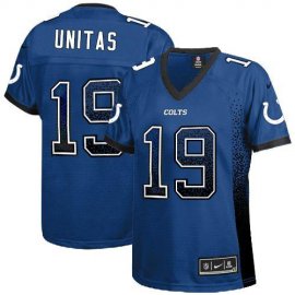 Nike Indianapolis Colts #19 Johnny Unitas Royal Blue Team Color Womens Stitched NFL Elite Drift Fashion Jersey