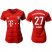 Womens Bayern Munchen #27 Alaba Home Soccer Club Jersey