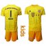 Bayern Munchen #1 Neuer Yellow Goalkeeper Kid Soccer Club Jersey