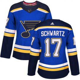 Adidas St. Louis Blues #17 Jaden Schwartz Blue Home Authentic Womens Stitched NHL Jersey