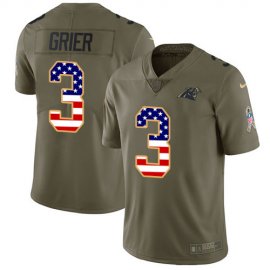 Nike Carolina Panthers #3 Will Grier Olive/USA Flag Youth Stitched NFL Limited 2017 Salute To Service Jersey