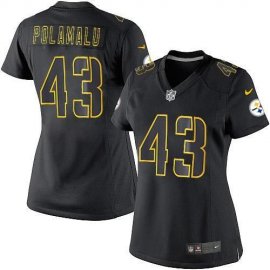 Nike Pittsburgh Steelers #43 Troy Polamalu Black Impact Womens Stitched NFL Limited Jersey
