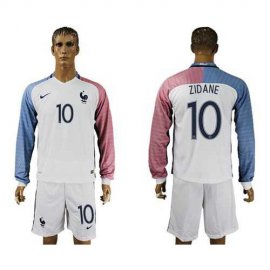 France #10 Zidane Away Long Sleeves Soccer Country Jersey