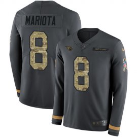 Nike Tennessee Titans #8 Marcus Mariota Anthracite Salute to Service Youth Stitched NFL Limited Therma Long Sleeve Jersey
