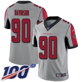 Nike Atlanta Falcons #90 Marlon Davidson Silver Mens Stitched NFL Limited Inverted Legend 100th Season Jersey