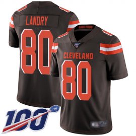Nike Cleveland Browns #80 Jarvis Landry Brown Team Color Mens Stitched NFL 100th Season Vapor Limited Jersey