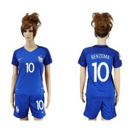 Womens France #10 Benzema Home Soccer Country Jersey