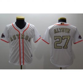 Houston Astros #27 Jose Altuve White 2017 World Series Champions Gold Program Cool Base Stitched Youth MLB Jersey