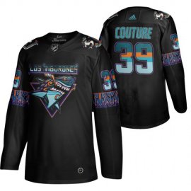 San Jose Sharks #39 Logan Couture Mens Adidas 2020 Los Tiburones Limited NHL Jersey Black