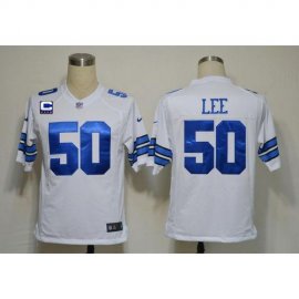 Nike Dallas Cowboys #50 Sean Lee White With C Patch Mens Stitched NFL Game Jersey