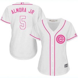 Chicago Cubs #5 Albert Almora Jr. White/Pink Fashion Womens Stitched MLB Jersey