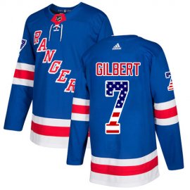 Adidas New York Rangers #7 Rod Gilbert Royal Blue Home Authentic USA Flag Stitched NHL Jersey
