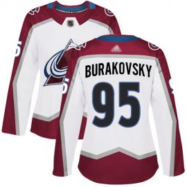 Adidas Colorado Avalanche #95 Andre Burakovsky White Road Authentic Womens Stitched NHL Jersey