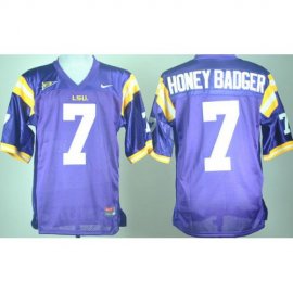 LSU Tigers 7# Honey Badger Tryann Mathieu Nick Name Purple College Football NCAA Jersey