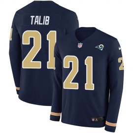 Nike Los Angeles Rams #21 Aqib Talib Navy Blue Team Color Mens Stitched NFL Limited Therma Long Sleeve Jersey