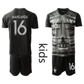 France #16 Mandanda Black Goalkeeper Kid Soccer Country Jersey