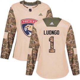 Adidas Florida Panthers #1 Roberto Luongo Camo Authentic 2017 Veterans Day Womens Stitched NHL Jersey