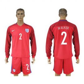 England #2 Walker Away Long Sleeves Soccer Country Jersey