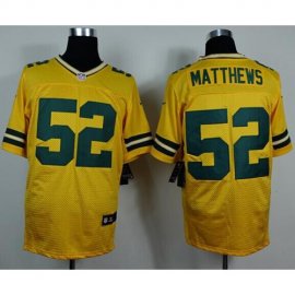 Nike Green Bay Packers #52 Clay Matthews Yellow Alternate Mens Stitched NFL Elite Jersey