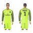 Paris Saint-Germain #1 Douchez Green Goalkeeper Long Sleeves Soccer Club Jersey