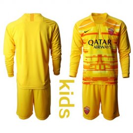 Roma Blank Yellow Goalkeeper Long Sleeves Kid Soccer Club Jersey