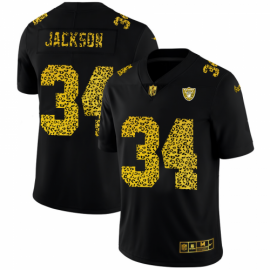 Las Vegas Raiders #34 Bo Jackson Mens Nike Leopard Print Fashion Vapor Limited NFL Jersey Black