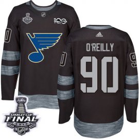Adidas St. Louis Blues #90 Ryan OReilly Black 1917-2017 100th Anniversary 2019 Stanley Cup Final Stitched NHL Jersey