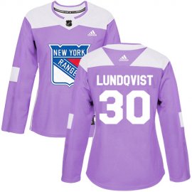 Adidas New York Rangers #30 Henrik Lundqvist Purple Authentic Fights Cancer Womens Stitched NHL Jersey