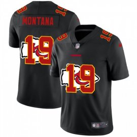 Kansas City Chiefs #19 Joe Montana Mens Nike Team Logo Dual Overlap Limited NFL Jersey Black