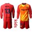 Barcelona #13 Neto Red Goalkeeper Long Sleeves Kid Soccer Club Jersey