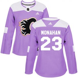 Adidas Calgary Flames #23 Sean Monahan Purple Authentic Fights Cancer Womens Stitched NHL Jersey