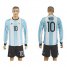 Argentina #10 Messi Home Long Sleeves Soccer Country Jersey