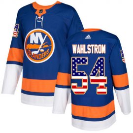 Adidas New York Islanders #54 Oliver Wahlstrom Royal Blue Home Authentic USA Flag Stitched NHL Jersey