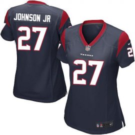 Nike Houston Texans #27 Duke Johnson Jr Navy Blue Team Color Womens Stitched NFL Elite Jersey